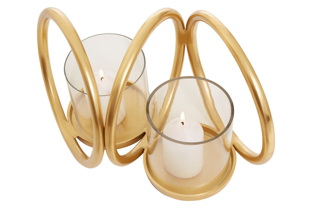 Small Gold Finish Double Candle Holder | Aura