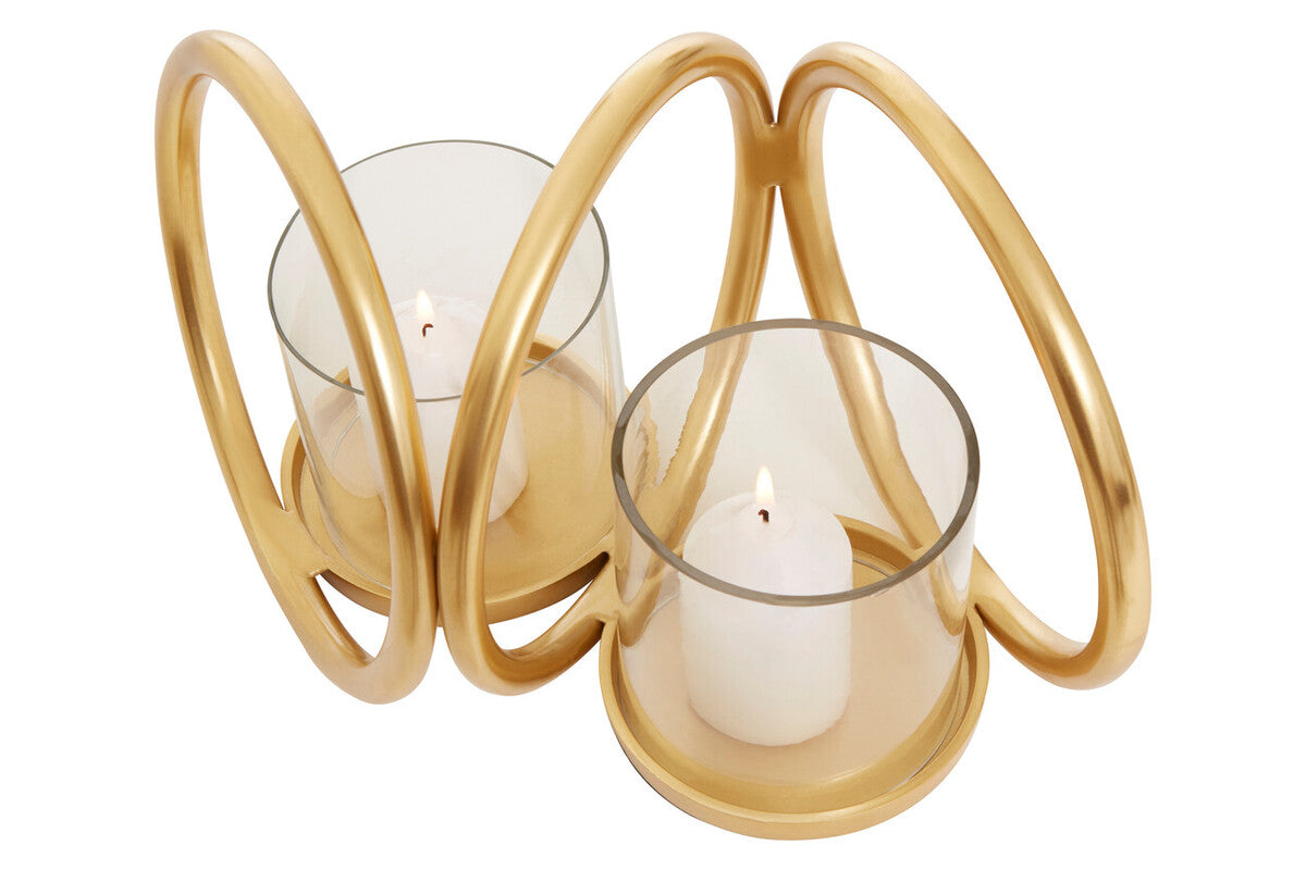 Small Gold Finish Double Candle Holder | Aura