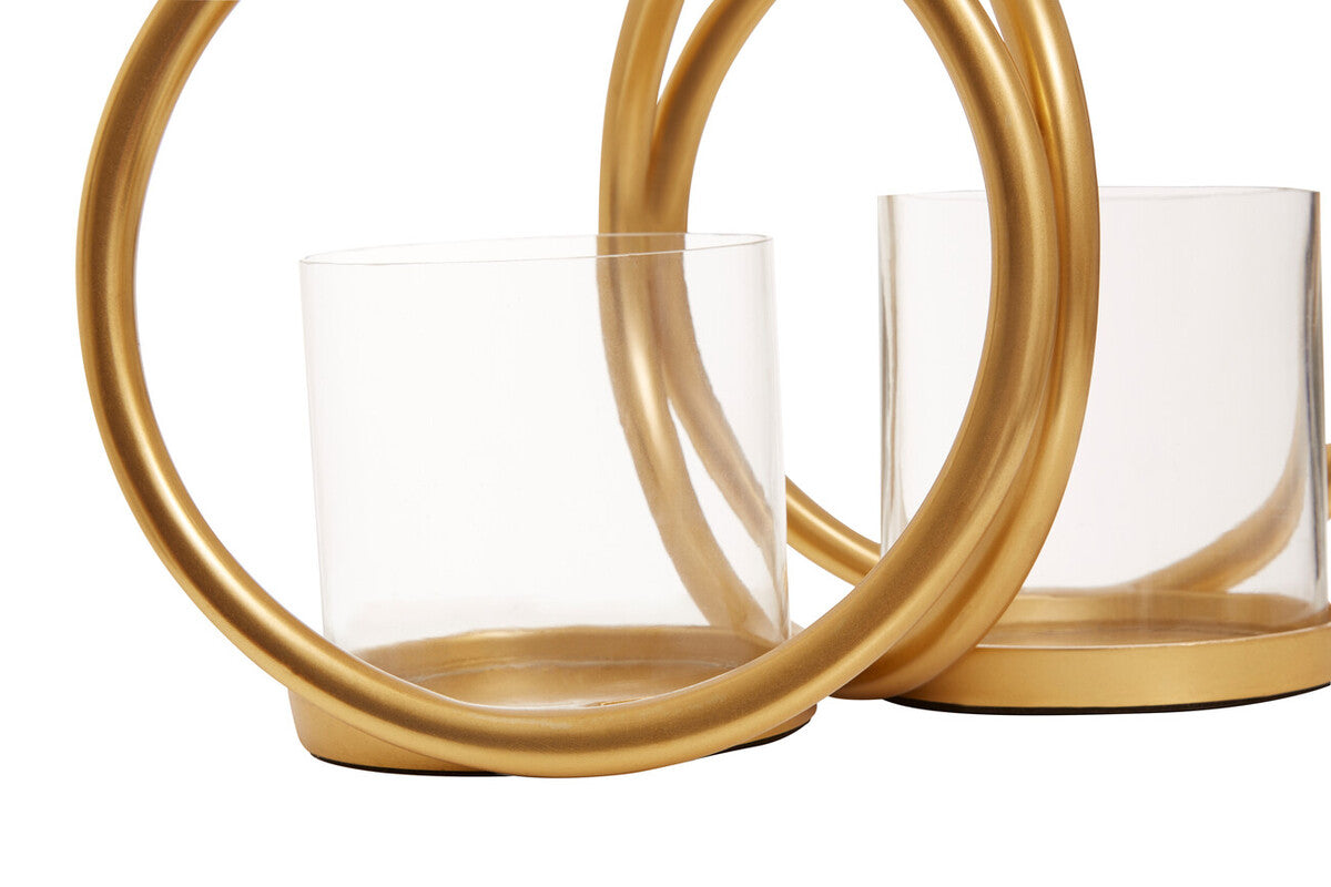 Small Gold Finish Double Candle Holder | Aura