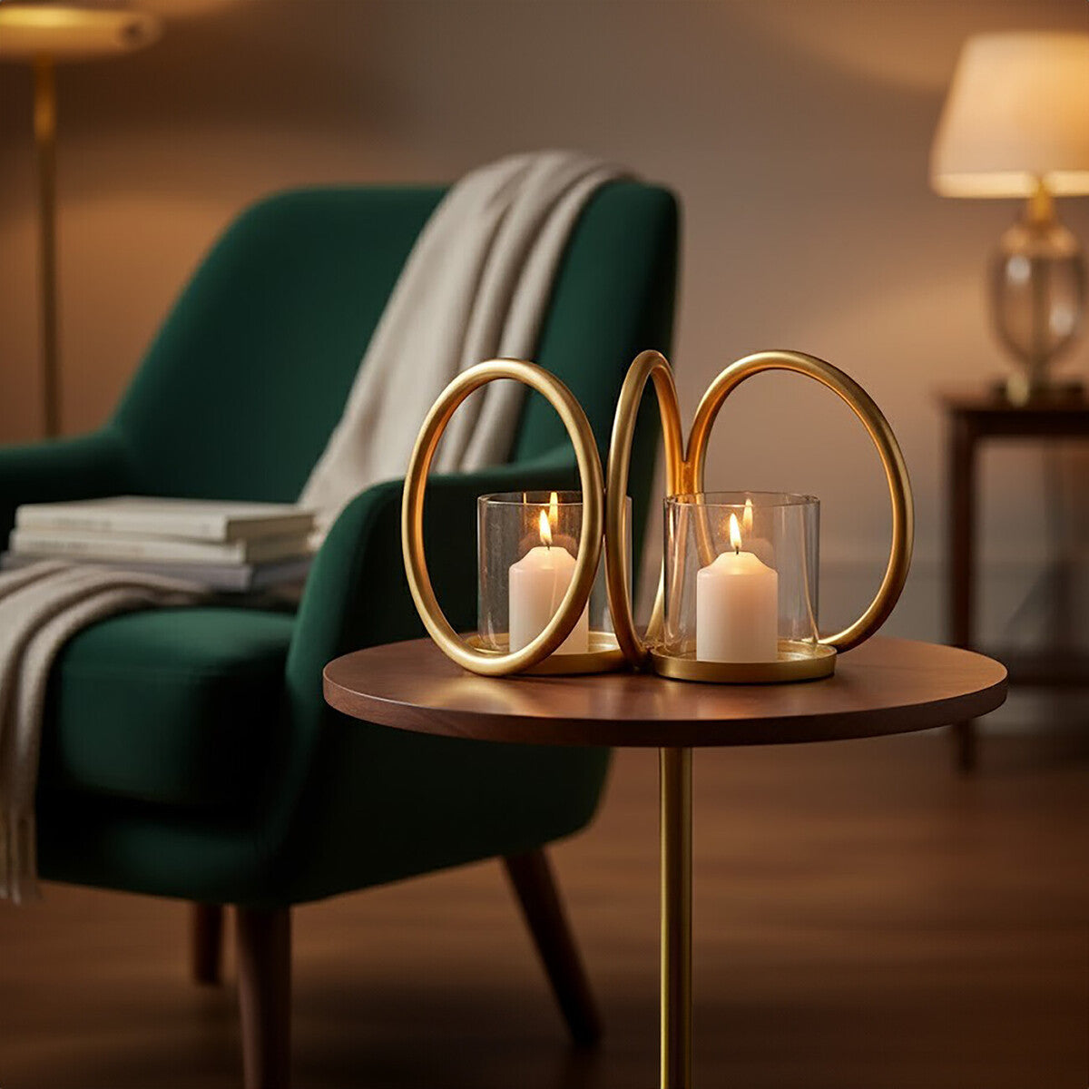 Small Gold Finish Double Candle Holder | Aura