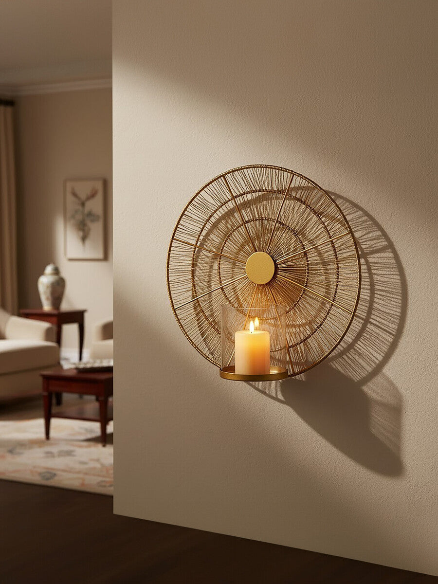 Gold Wire Wall Sconce Candle Holder | Enzo