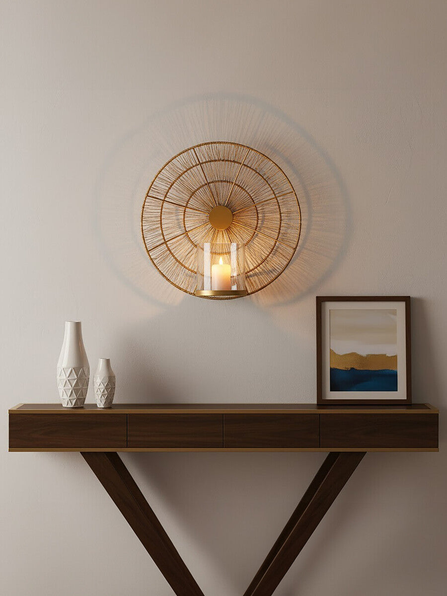 Gold Wire Wall Sconce Candle Holder | Enzo