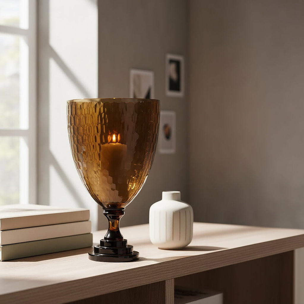Medium Honeycomb Glass Candle Holder | Cortina