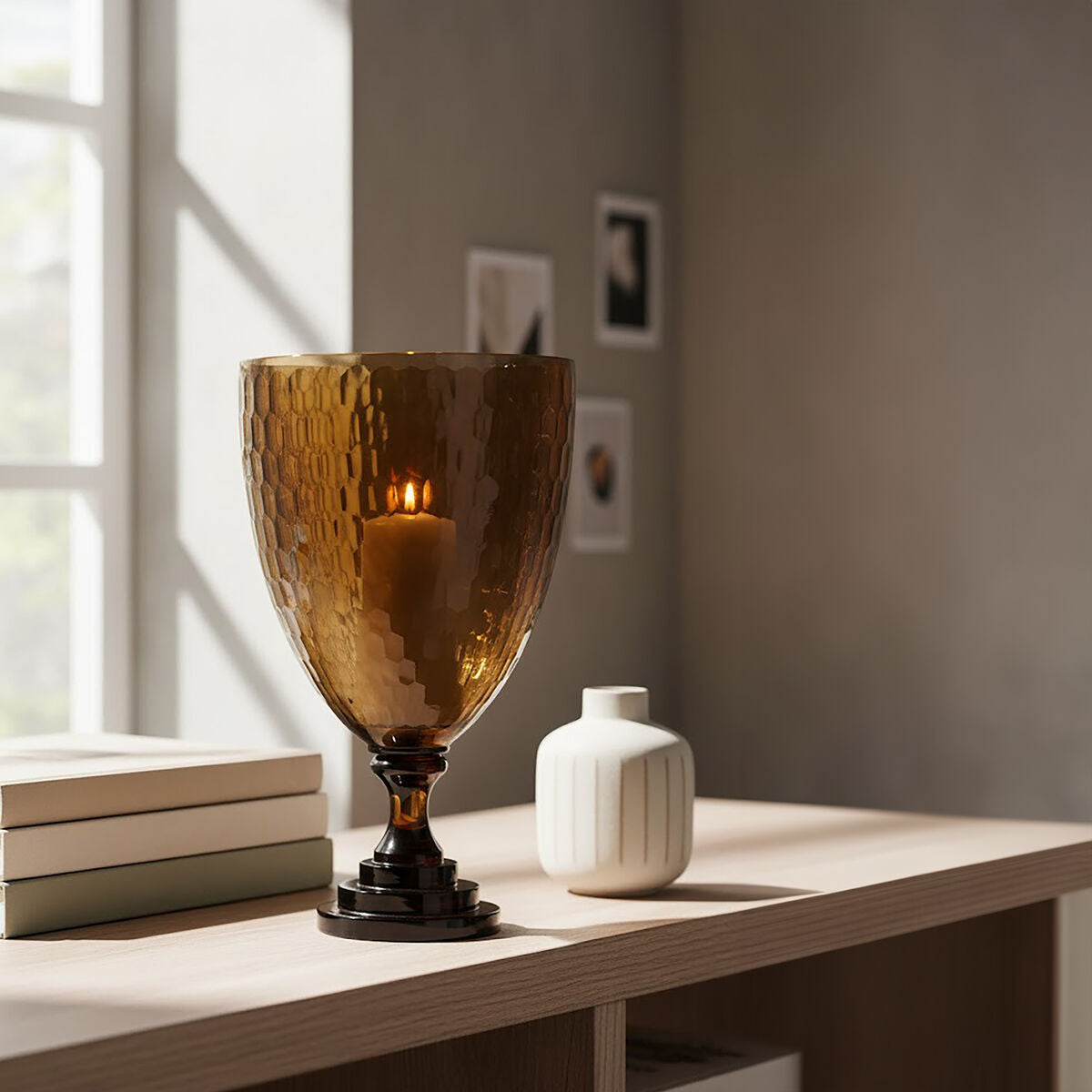 Medium Honeycomb Glass Candle Holder | Cortina