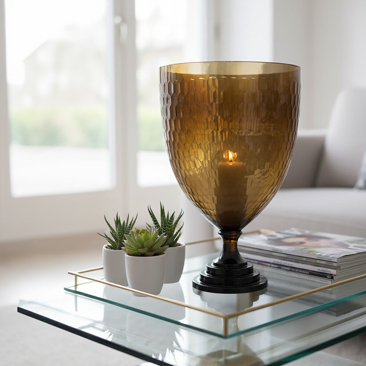Large Honeycomb Glass Candle Holder | Cortina