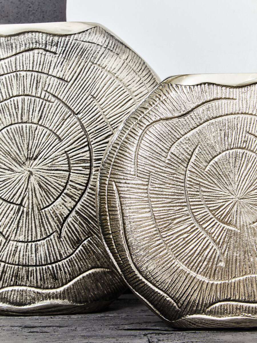 Large Oak Effect Silver Finish Vase | Silva