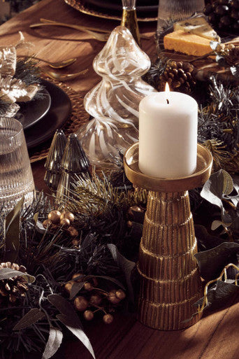 Small Gold Finish Candle Holder | Deomali
