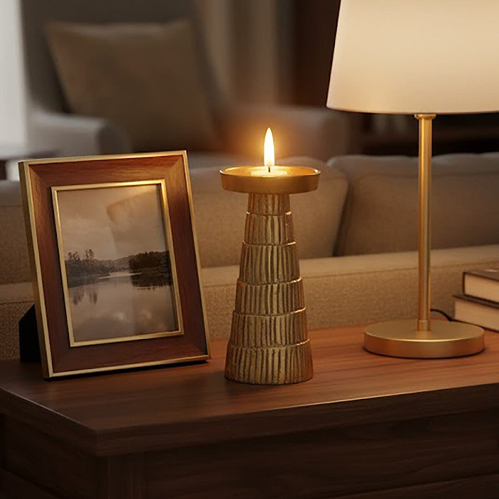 Small Gold Finish Candle Holder | Deomali