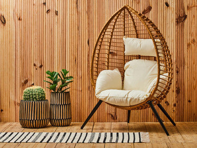 Arlo Black and Natural Large Engraved Wood Planter