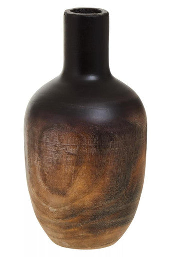 Arlo Black Large Wood Vase with Ombre Finish