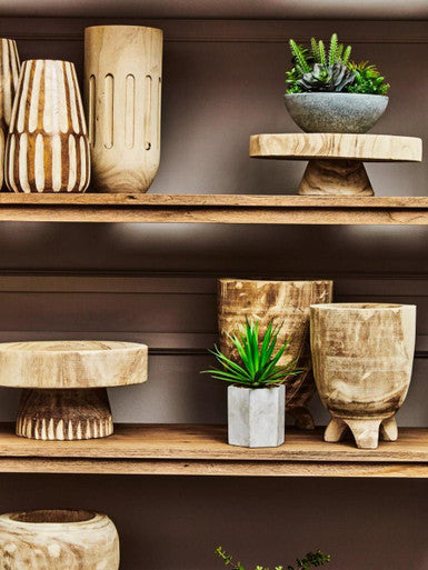 Arlo Natural Engraved Wood Decorative Bowl