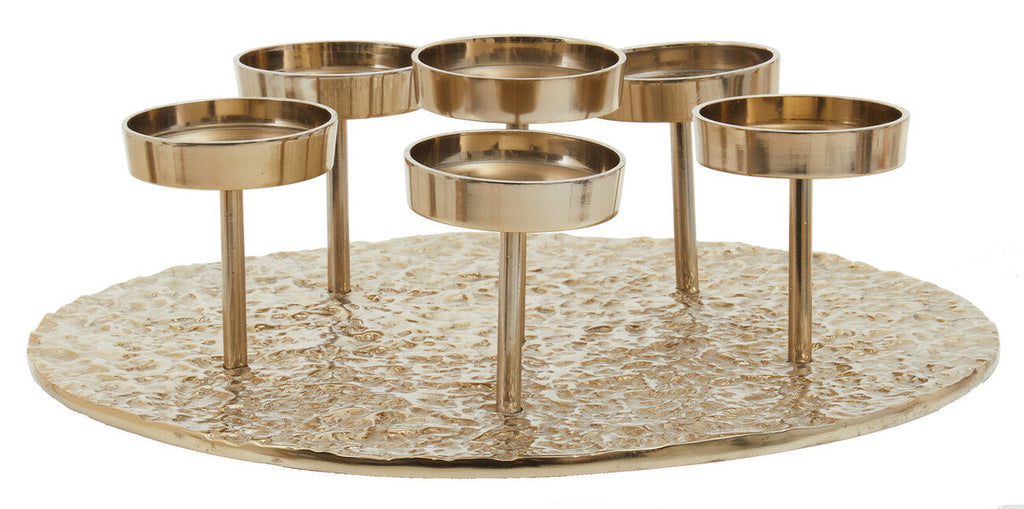 Gold Round Six Pillar Candle Holder | Akola