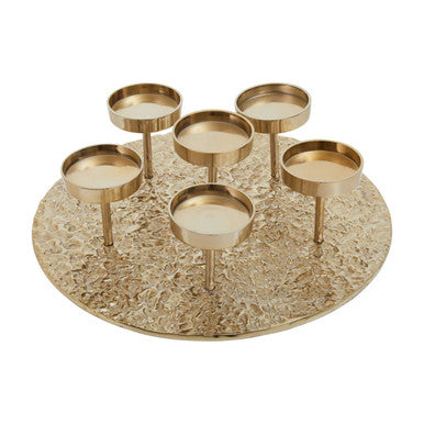 Gold Round Six Pillar Candle Holder | Akola