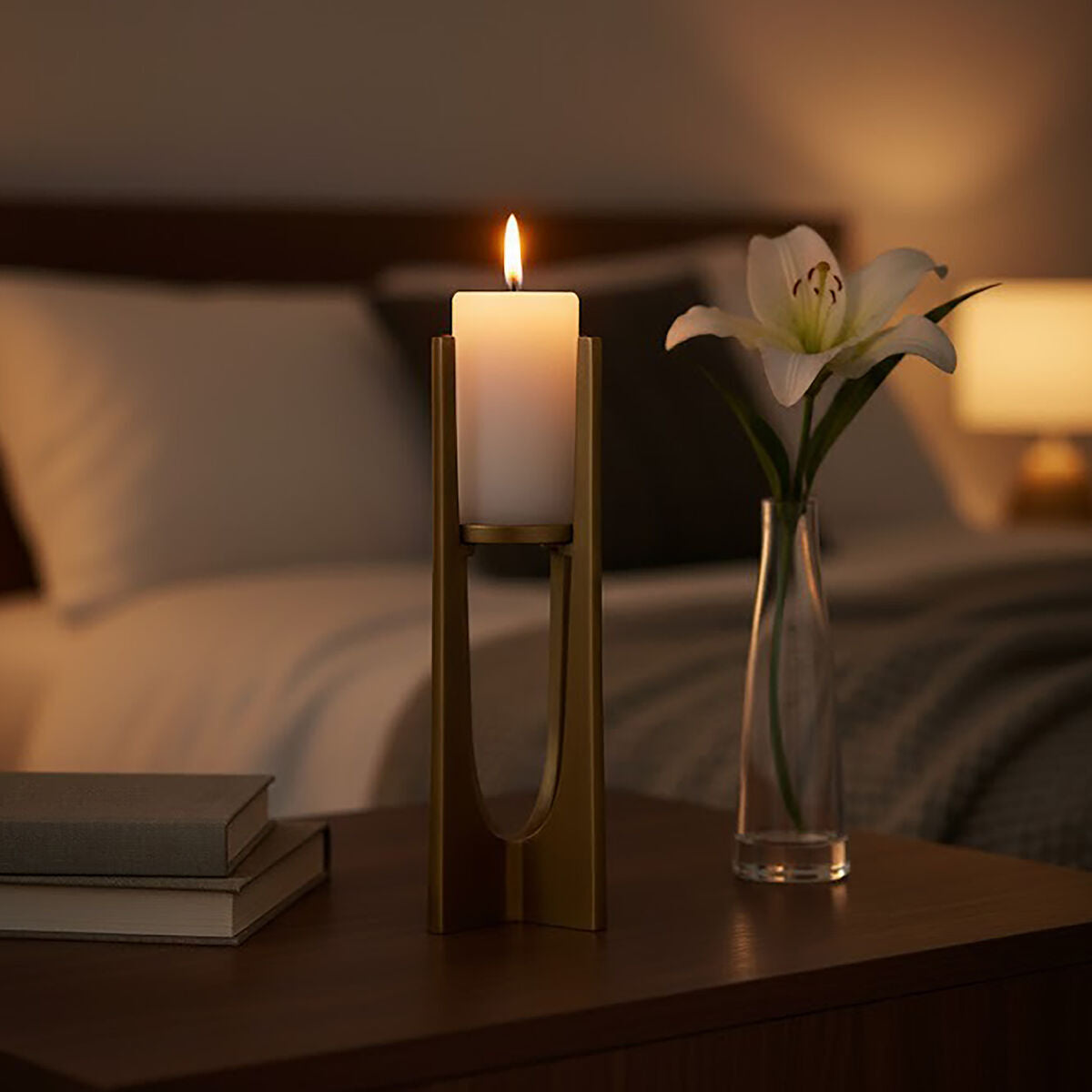 Small Gold Finish Candle Holder | Dante