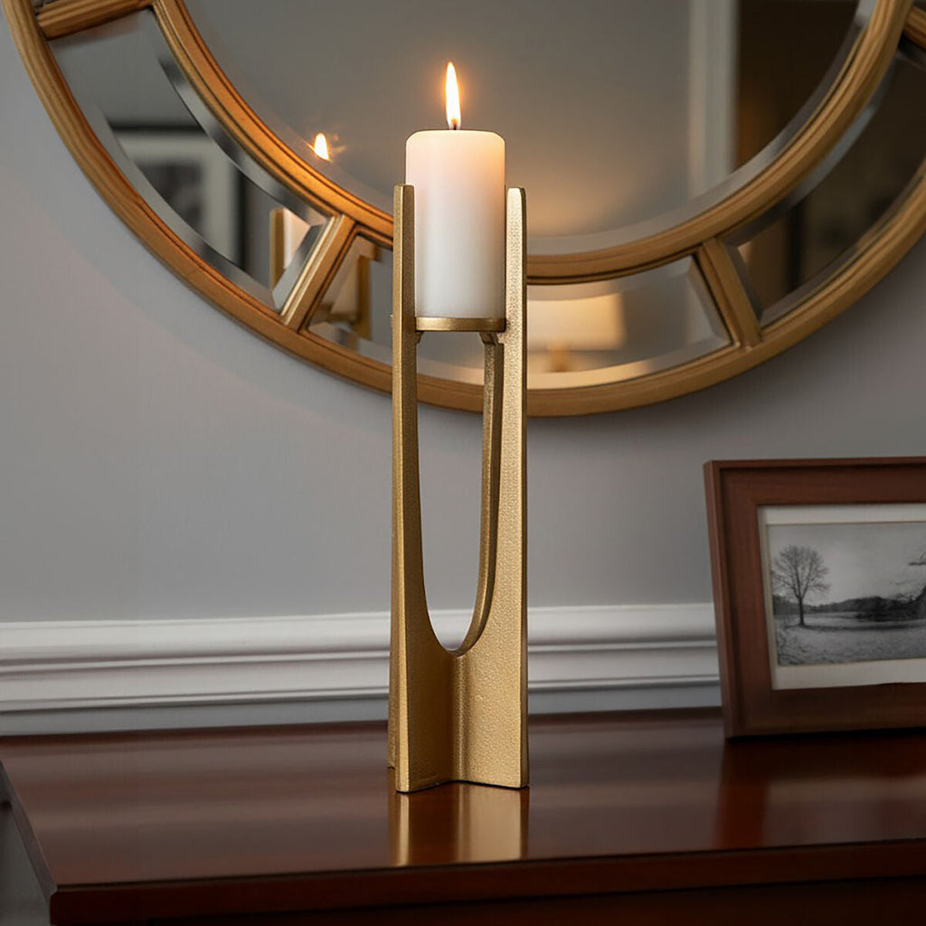 Large Gold Finish Candle Holder | Dante