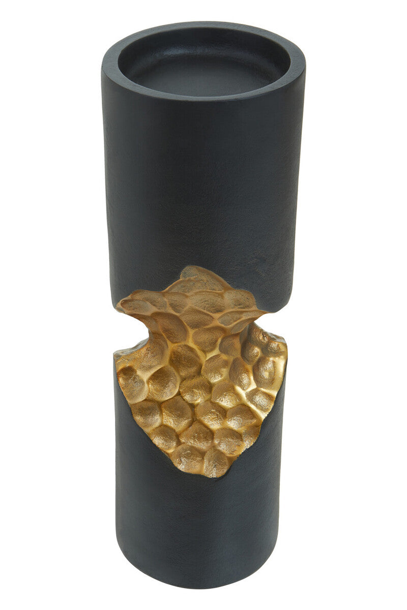 Small Black and Gold Finish Candle Holder | Daito