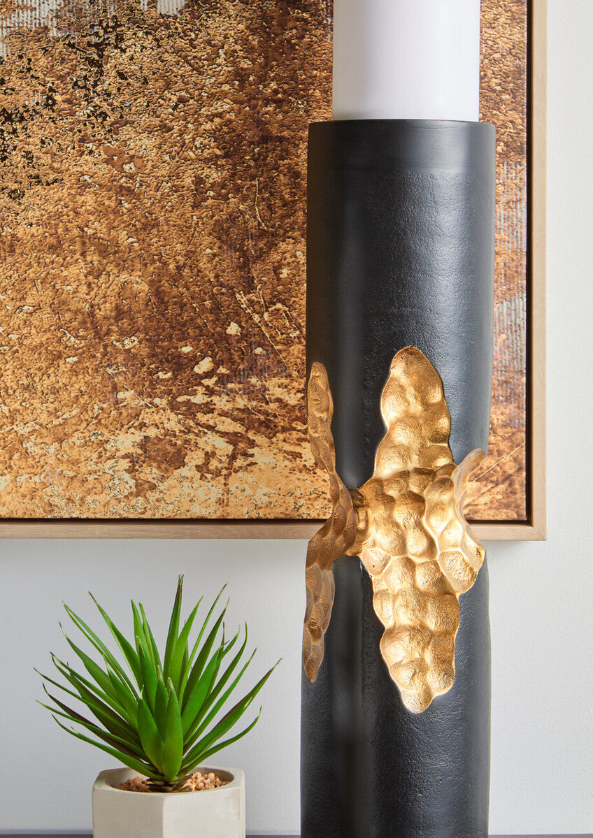 Large Black and Gold Finish Candle Holder | Daito