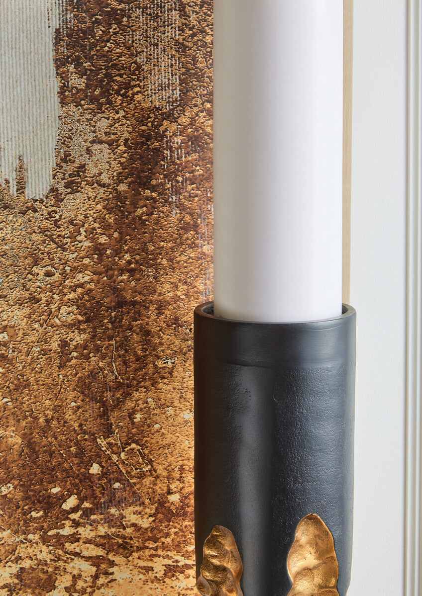Large Black and Gold Finish Candle Holder | Daito