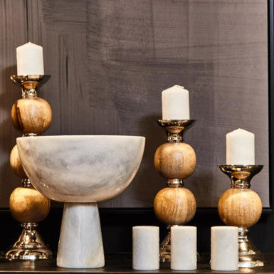 Large White Marble Pedestal Bowl | Salmo
