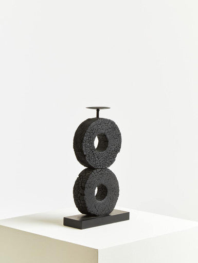 Large Charred Black Mango Wood Log Candle Holder | Fidel