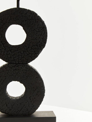 Large Charred Black Mango Wood Log Candle Holder | Fidel