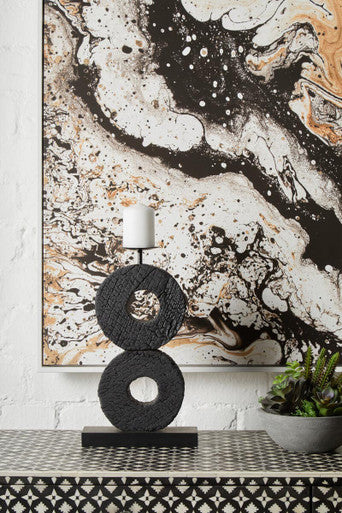 Large Charred Black Mango Wood Log Candle Holder | Fidel