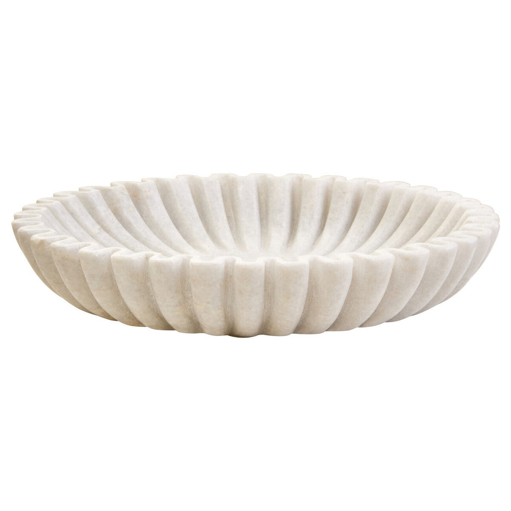 Large White Fluted Marble Bowl | Savio