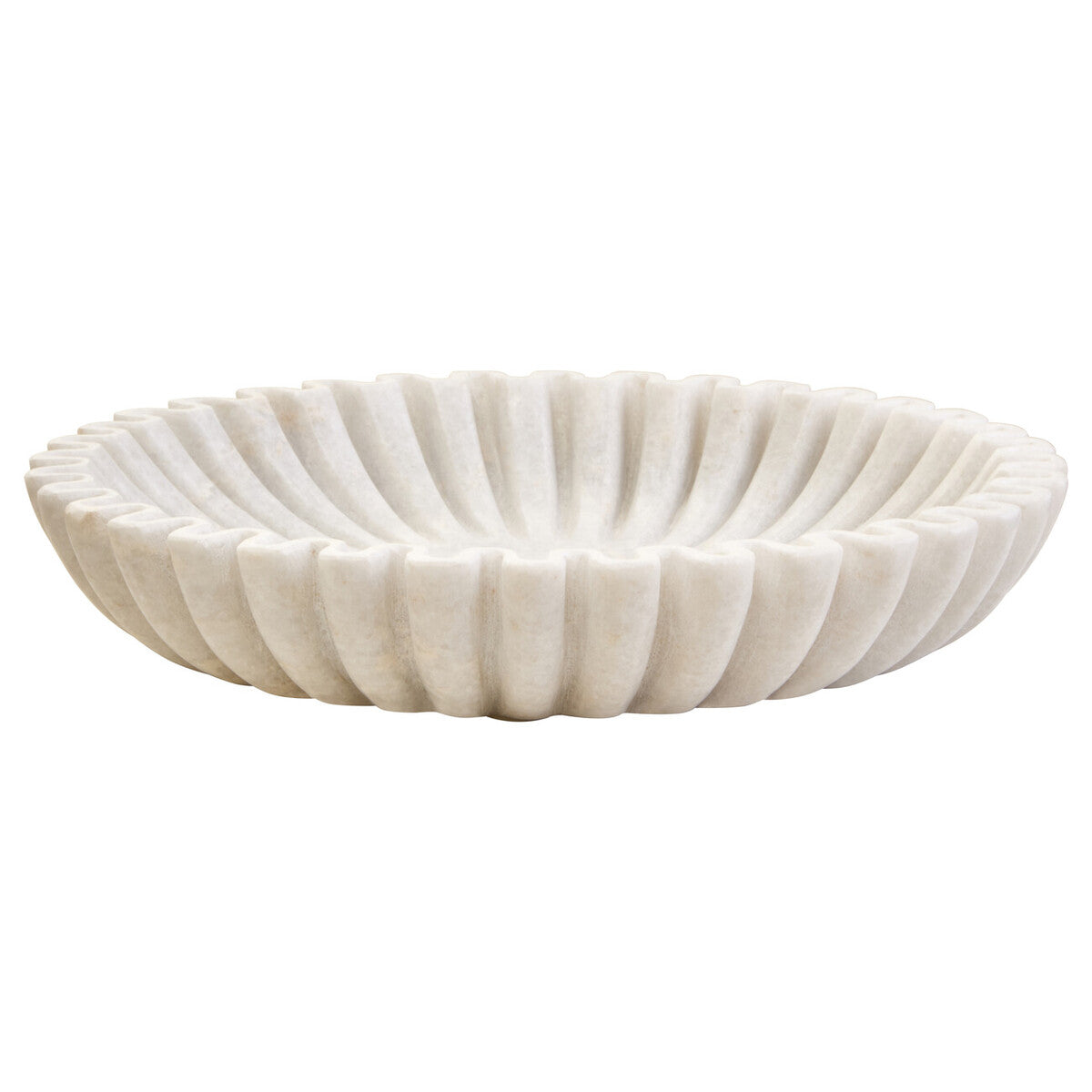 Large White Fluted Marble Bowl | Savio