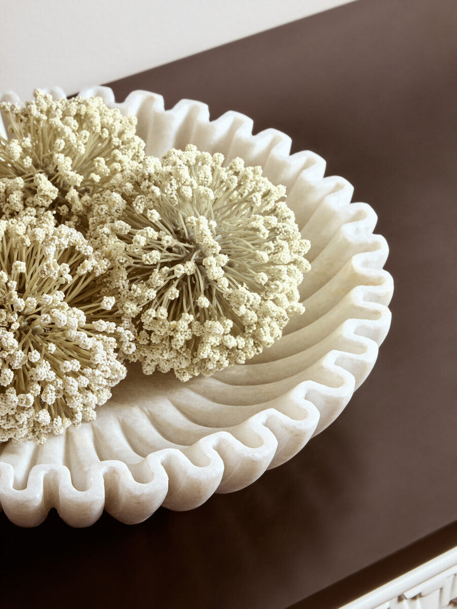 Large White Fluted Marble Bowl | Savio