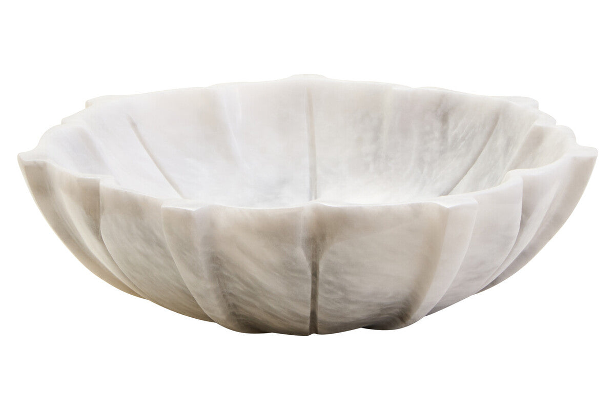 Medium White Marble Lotus Bowl | Zoro
