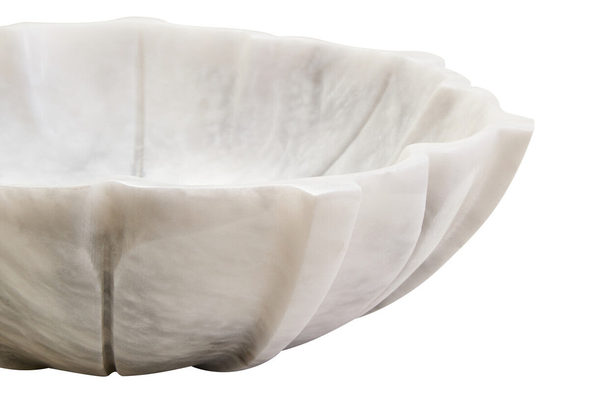 Medium White Marble Lotus Bowl | Zoro