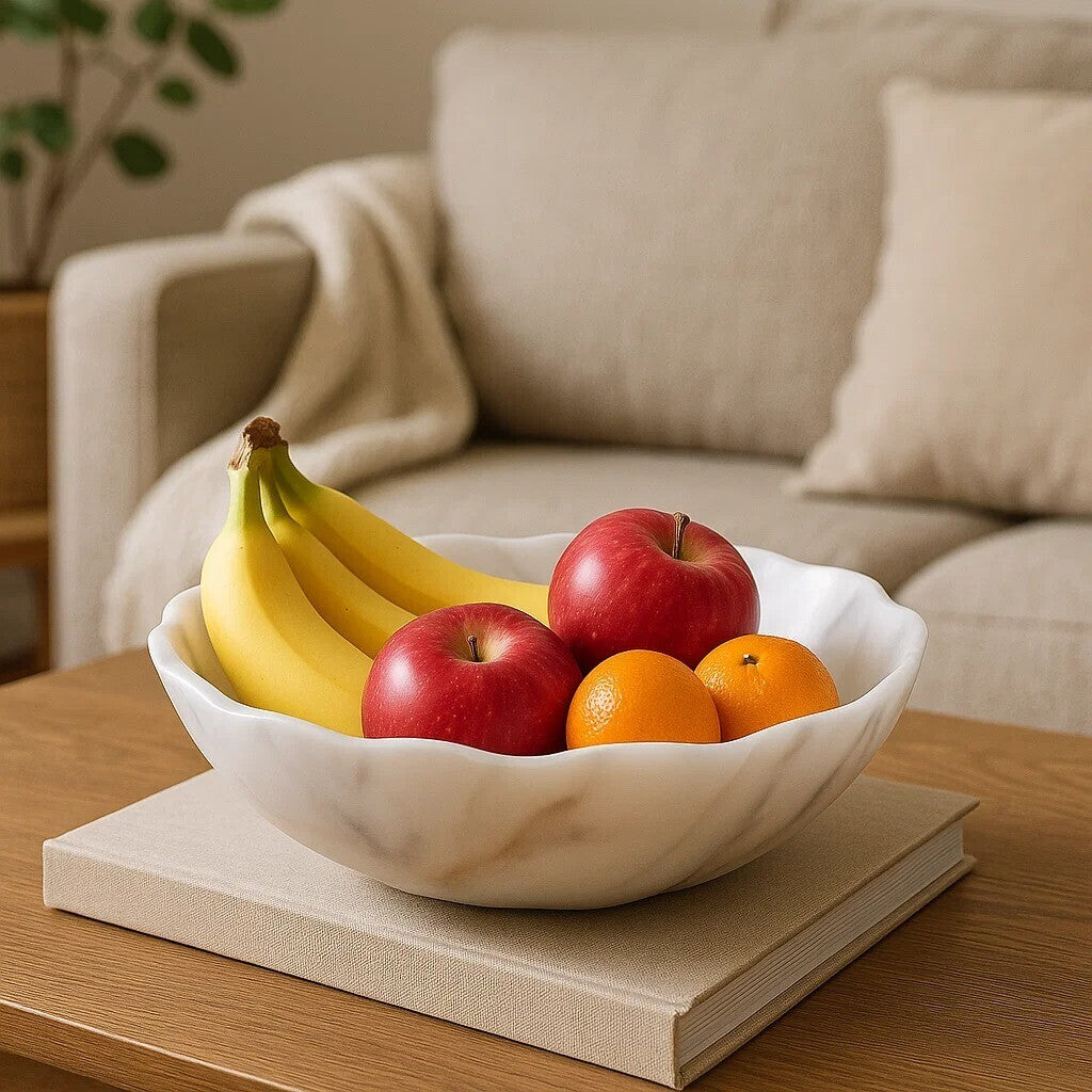 Small White Marble Scalloped Bowl | Zoro