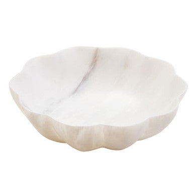 Medium White Marble Scalloped Bowl | Zoro