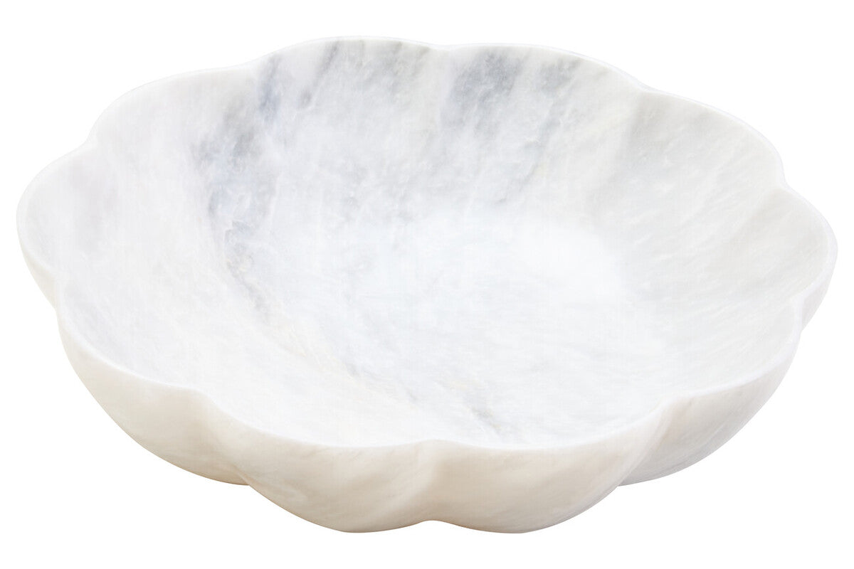 Large White Marble Scalloped Bowl | Zoro