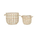 Whitewash Rattan Storage Baskets- Set of 2 | Argento