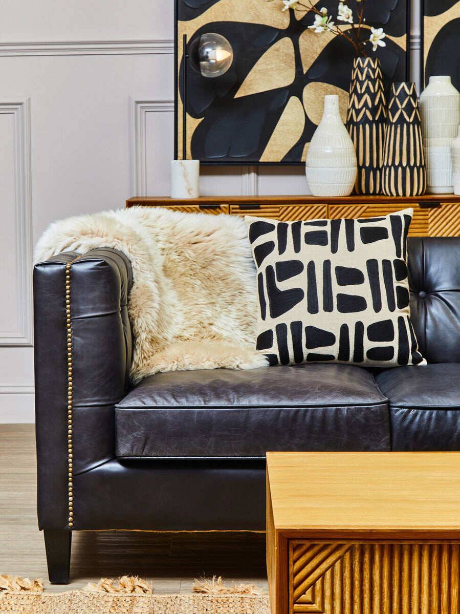 Natural and Black Square Cushion | Bosie Ozella