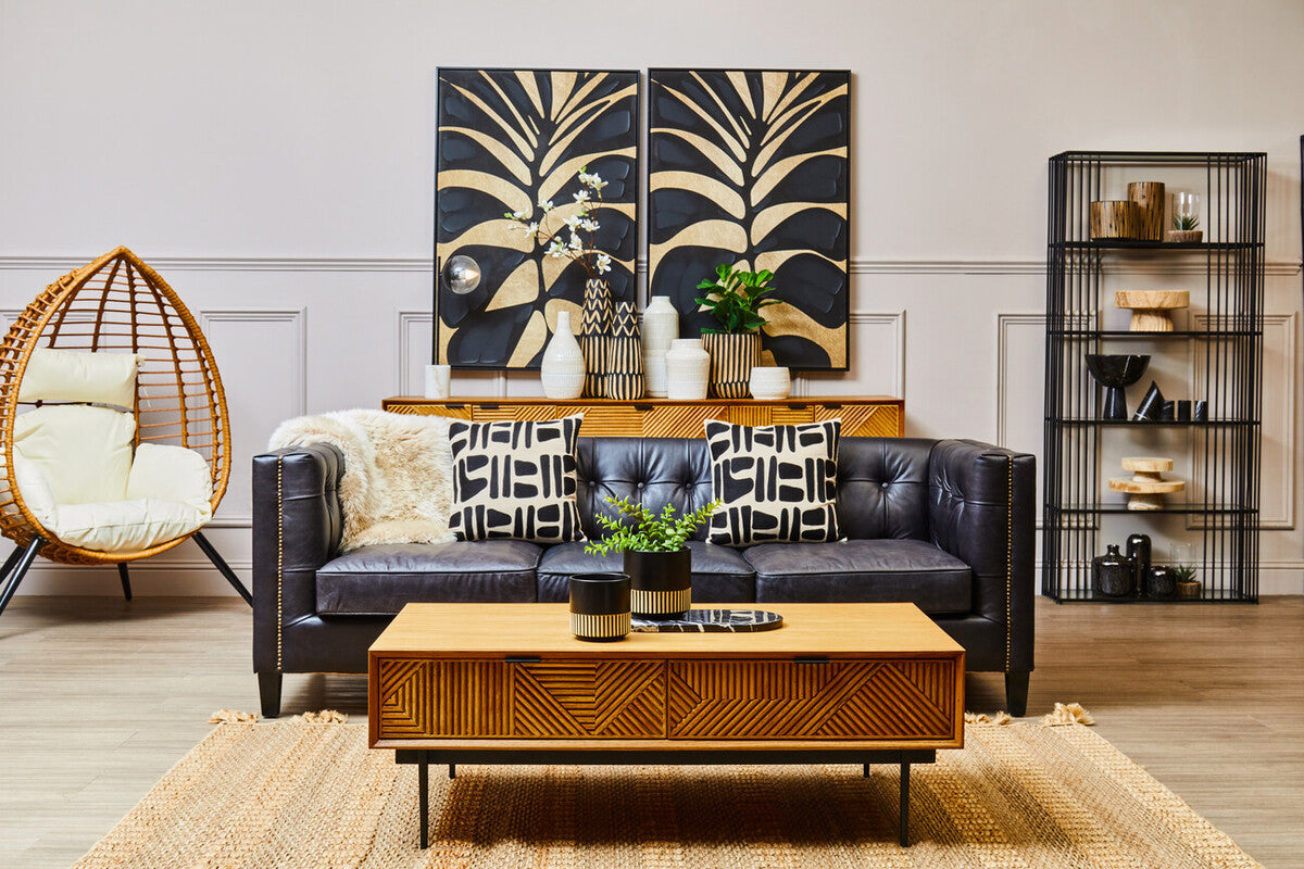 Natural and Black Square Cushion | Bosie Ozella