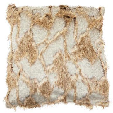 Bosie Grey and Natural Square Fur Cushion | Lamina