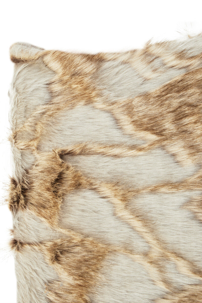 Bosie Grey and Natural Square Fur Cushion | Lamina
