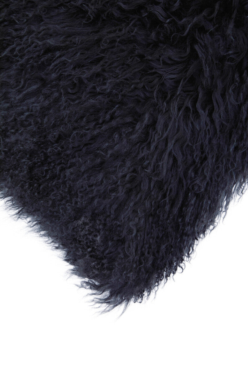 Bosie Real Fur Black Square Cushion | Mongolian