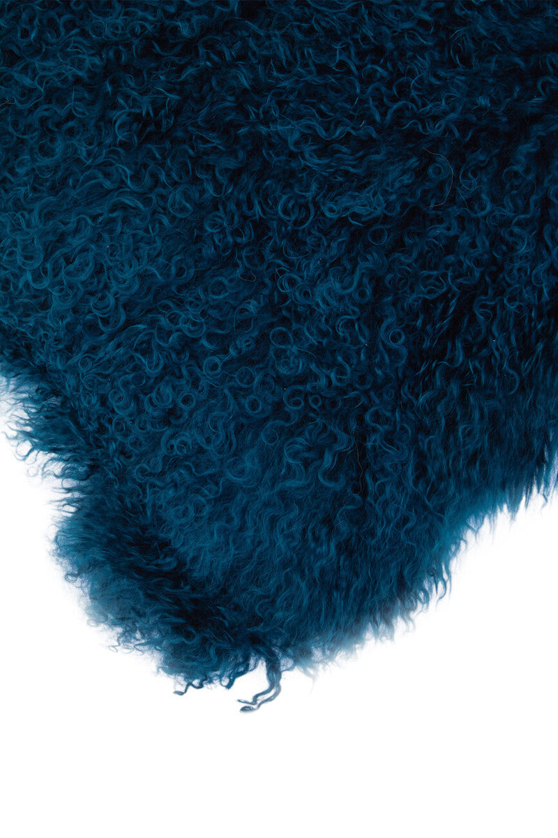 Bosie Real Fur Teal Square Cushion | Mongolian