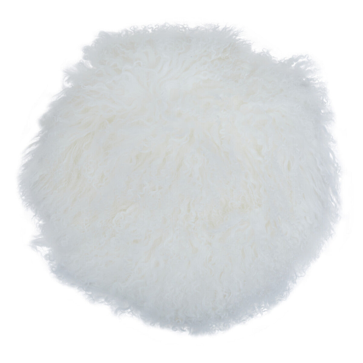 Bosie Real Fur White Round Cushion | Mongolian