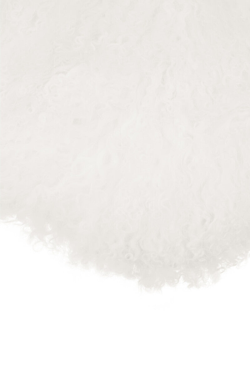 Bosie Real Fur White Round Cushion | Mongolian