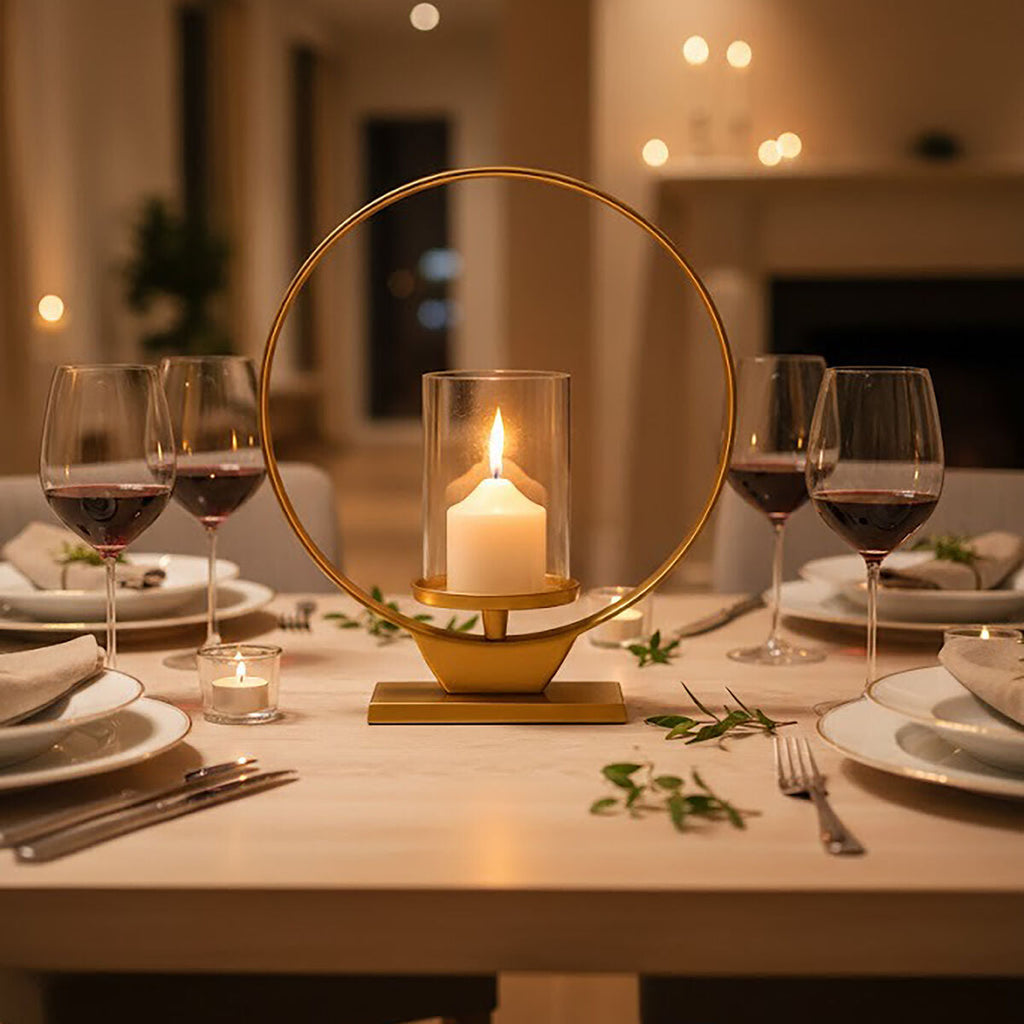 Medium Gold Finish Candle Holder | Cirqua