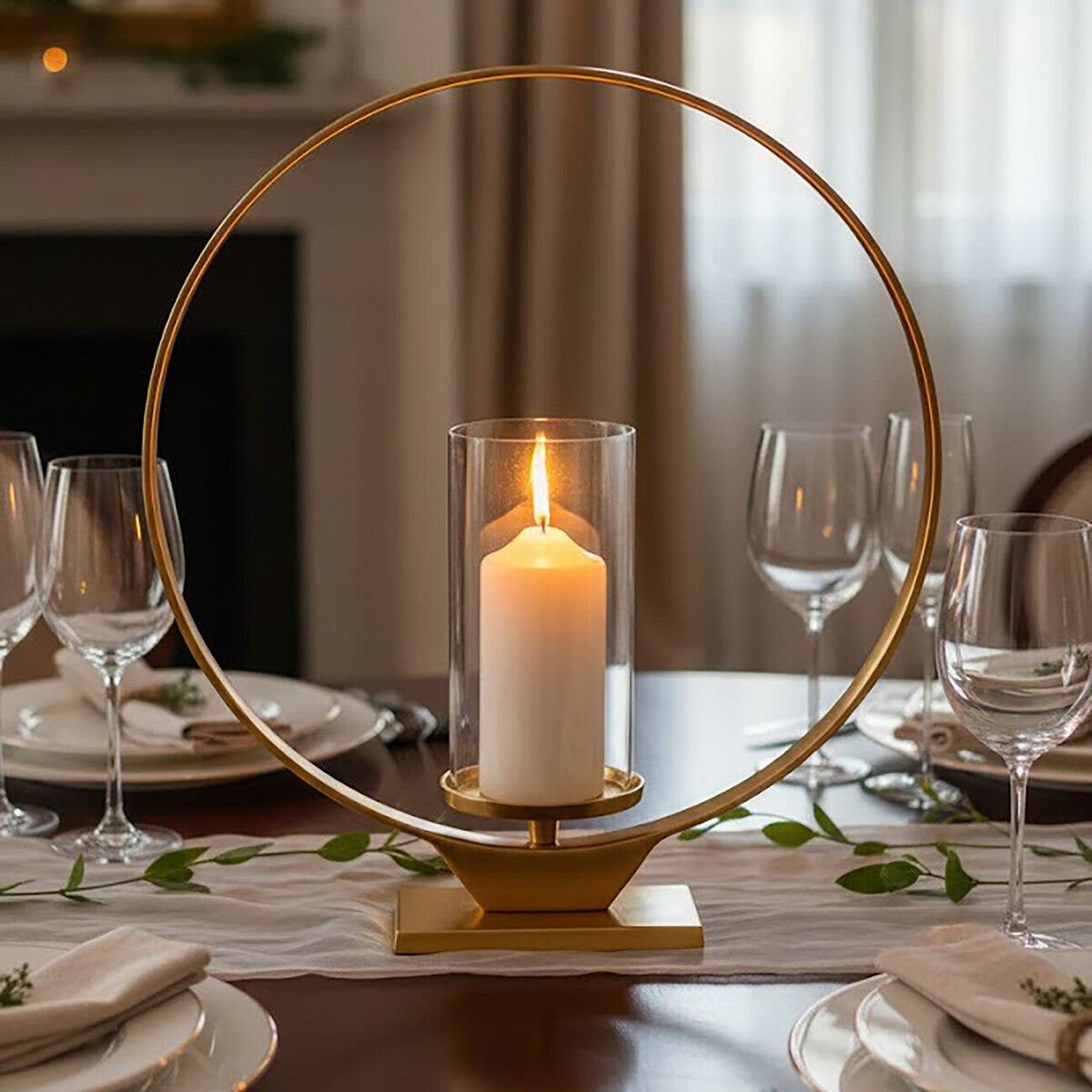 Large Gold Finish Candle Holder | Cirqua