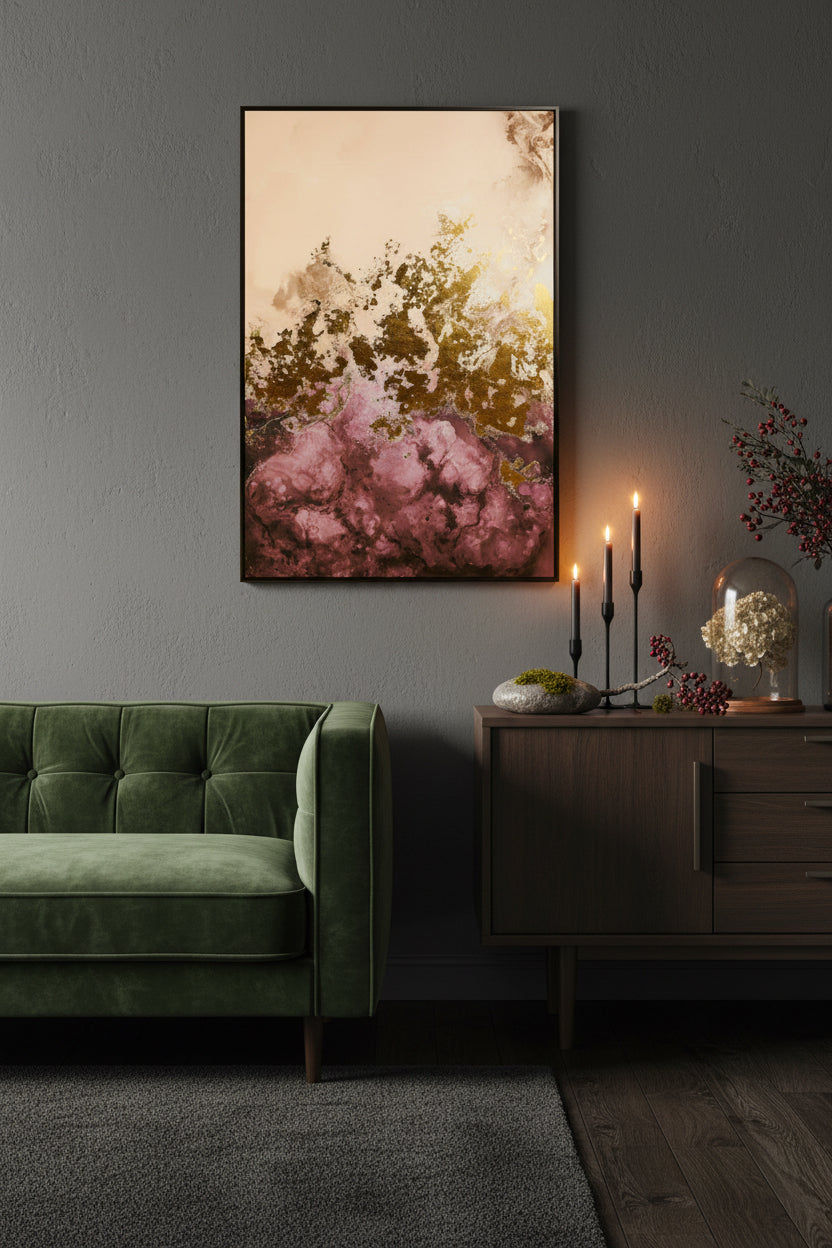 Astratto Cream and Mauve Abstract Foil Wall Art