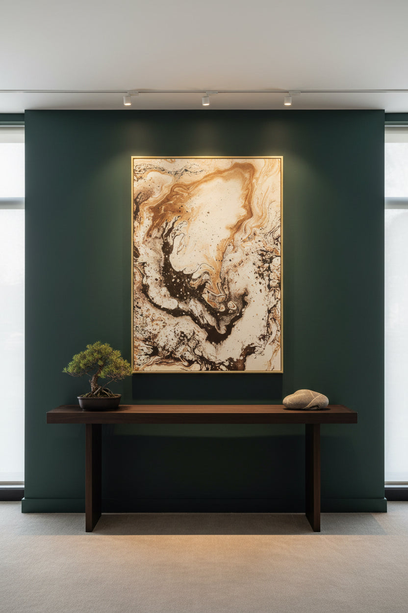 Astratto Natural Abstract Wall Art with White Frame