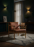 Kendari Brown Leather with Natural Teak Wood Armchair