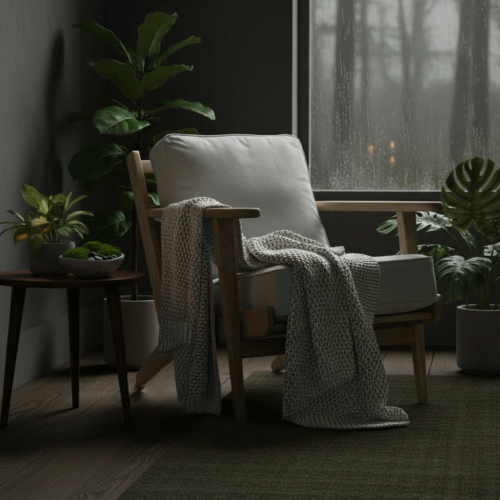 Harry Grey Linen and Dark Oak Wood Armchair