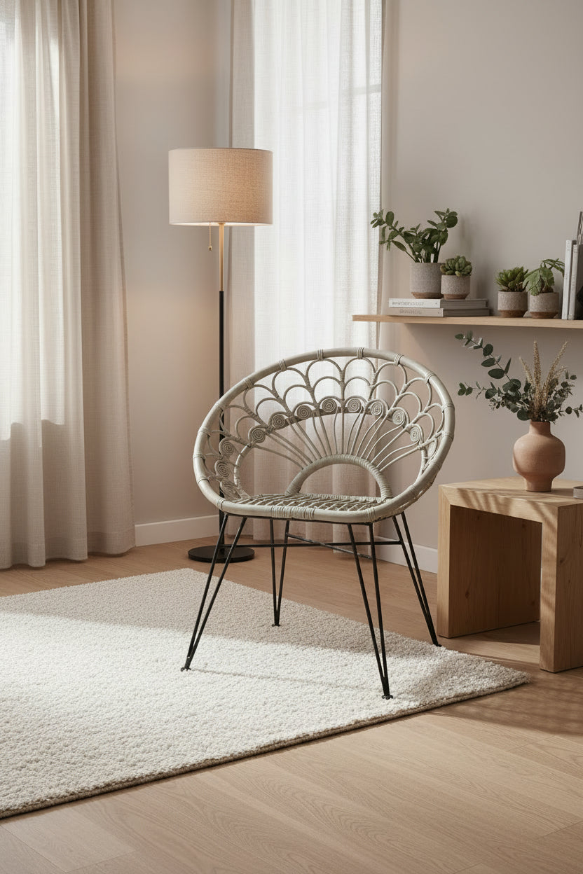 Manado Grey Rattan Chair with Round Back